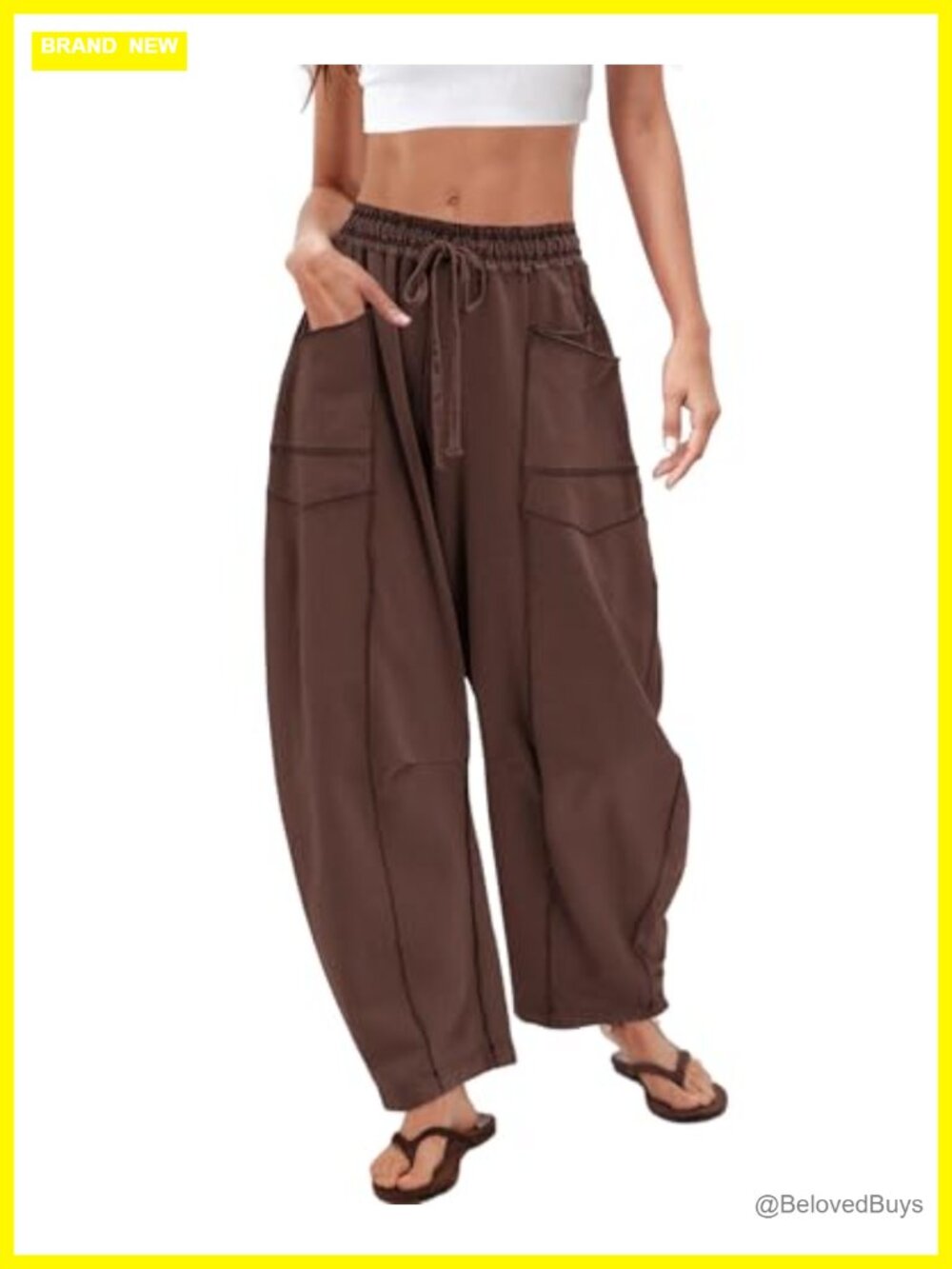 Women's Barrel Sweatpants High Waisted Baggy Wide Leg Lounge Pants with Pockets